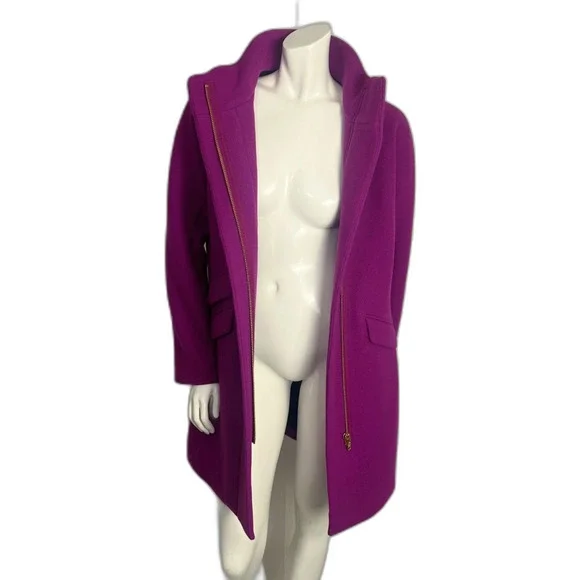 NWT J. Crew Cocoon Stadium Cloth by Nello Gori Bright Purple Wool Jacket Size 4 - Picture 3 of 8